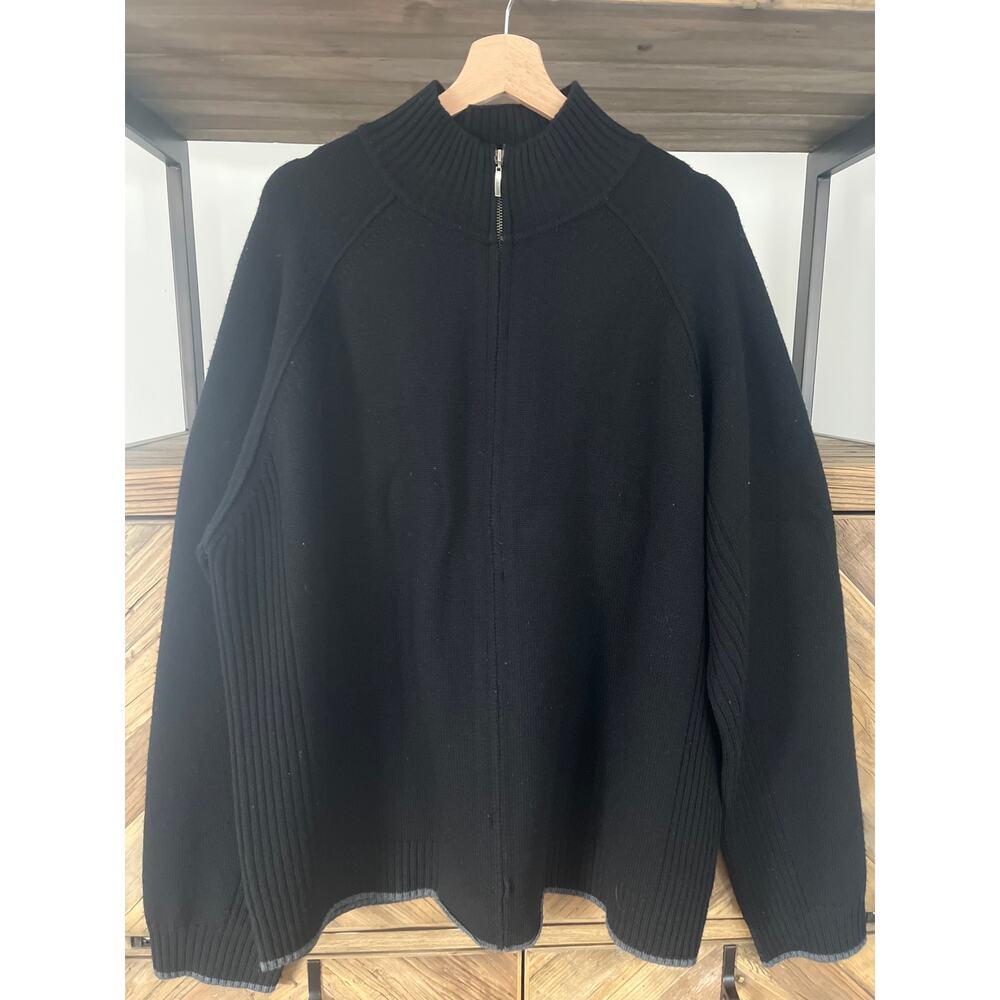 Austin‎ Reed Men's Sweater XXL Black Full Zip 100% Wool